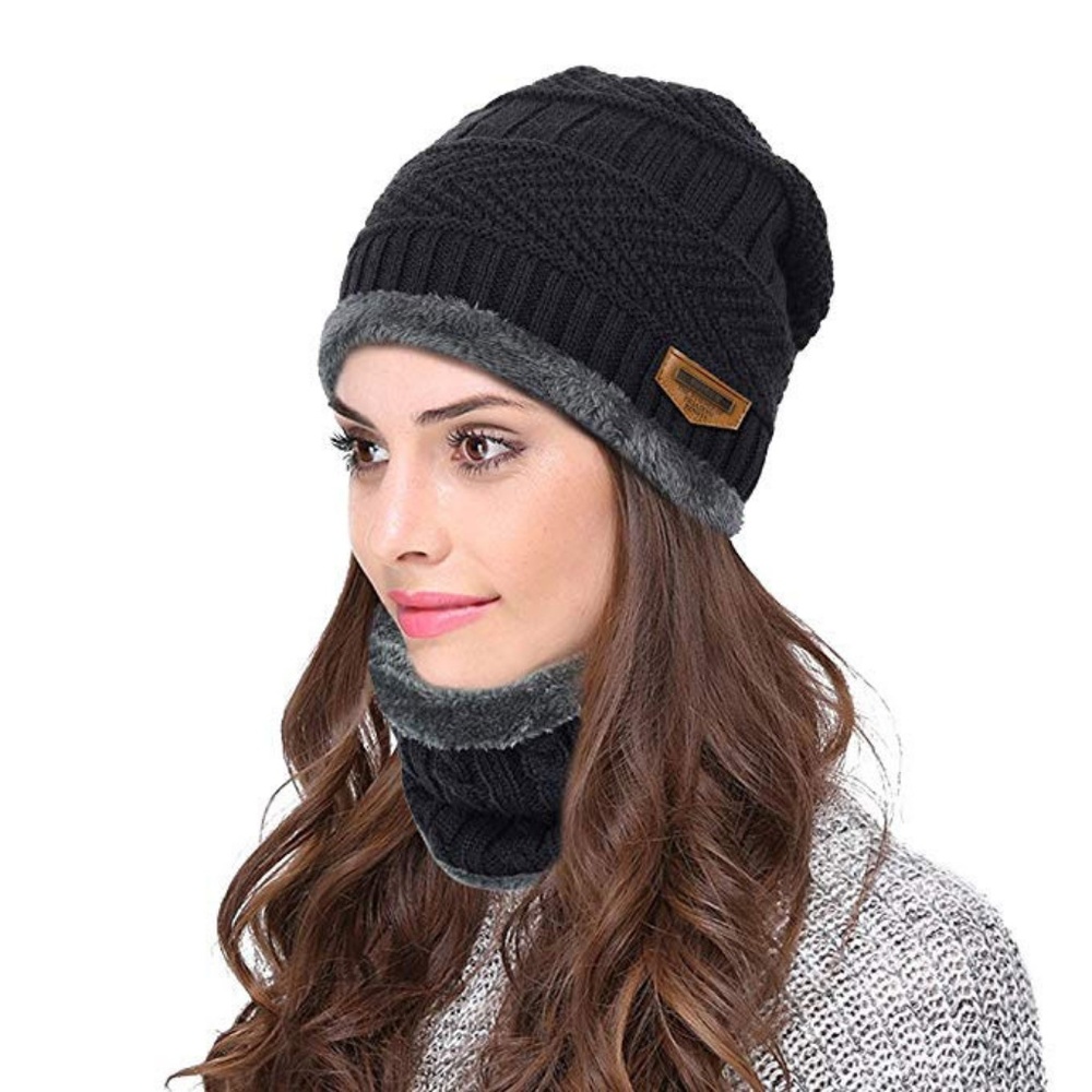Unisex Winter Beanie Hat with Neck Warmer - Picture 7 of 8
